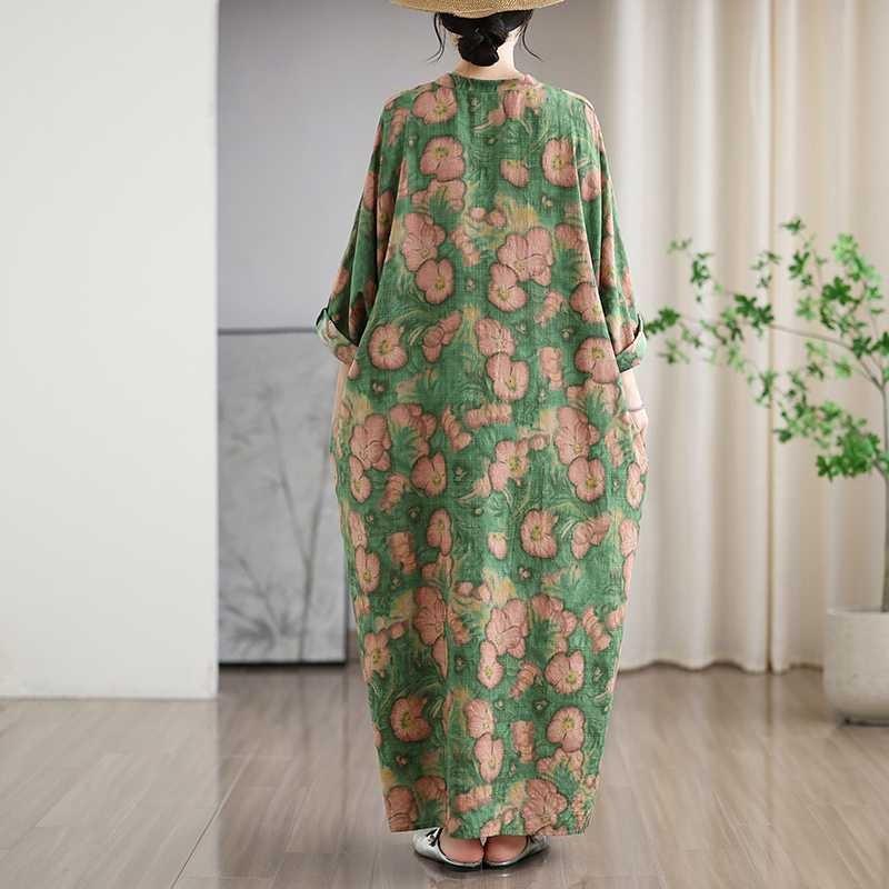 New Floral Vacation Style Travel V-Neck Vintage Dresses