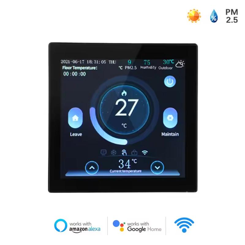 WiFi Smart Thermostat with CO2 and Humidity Sensor Temperature Controller Work for Electric Floor Heating Water/Gas Boiler