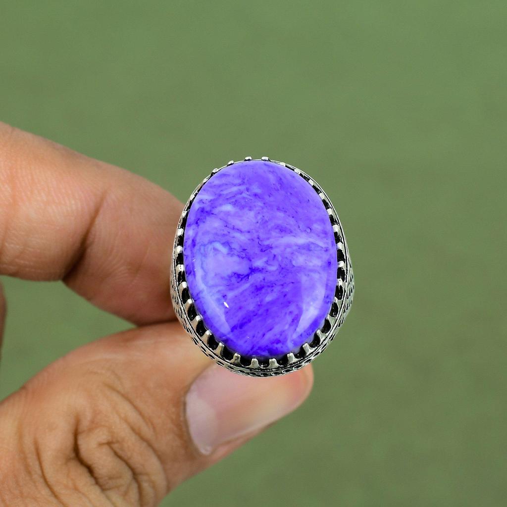 Charoite Ring 925 Sterling Silver Ring Handmade Ring Charoite Jewelry Awesome Gemstone Ring Silver Jewelry For Gifts Available In Ring Size
