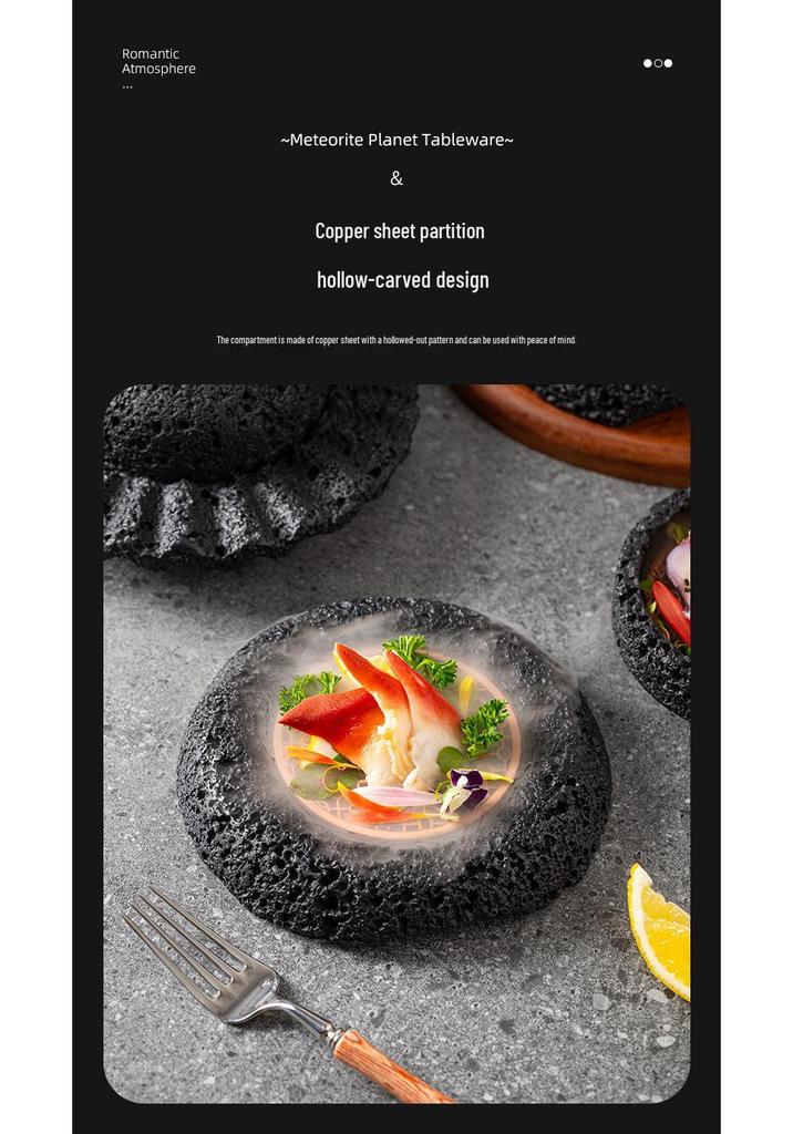 Specialty Meteorite Ball Plate - Japanese Style Creative Tableware with Dry Ice Effect