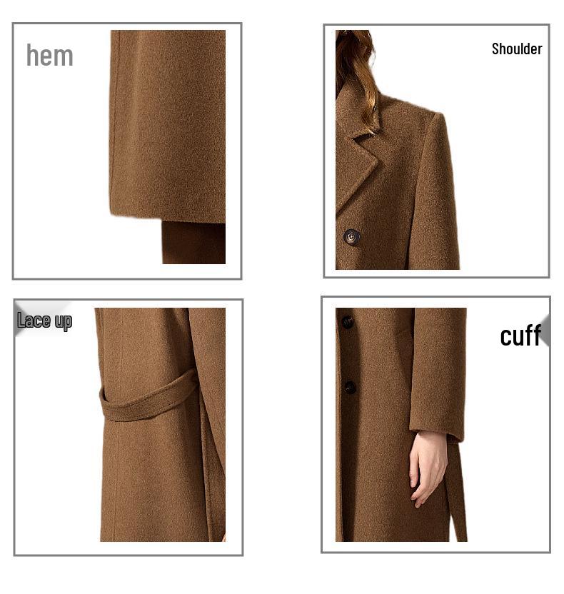 Women's 100% Camel Wool Winter Coat - Thickened, Warm & Straight Shoulder Design