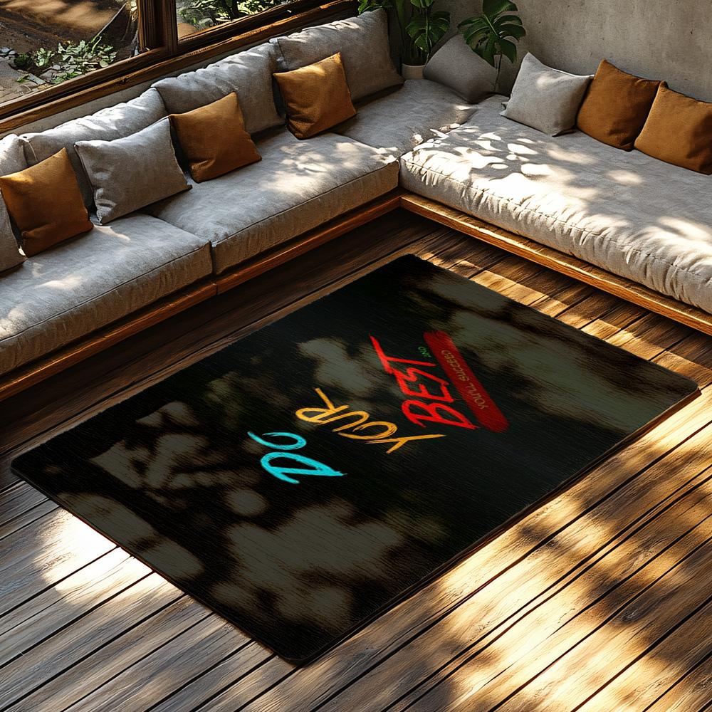DO YOUR BEST Motivational Rug, Black Colorful Letter Carpet for Living Room, Soft Non-Slip Sofa Mat with Bohemian Decor