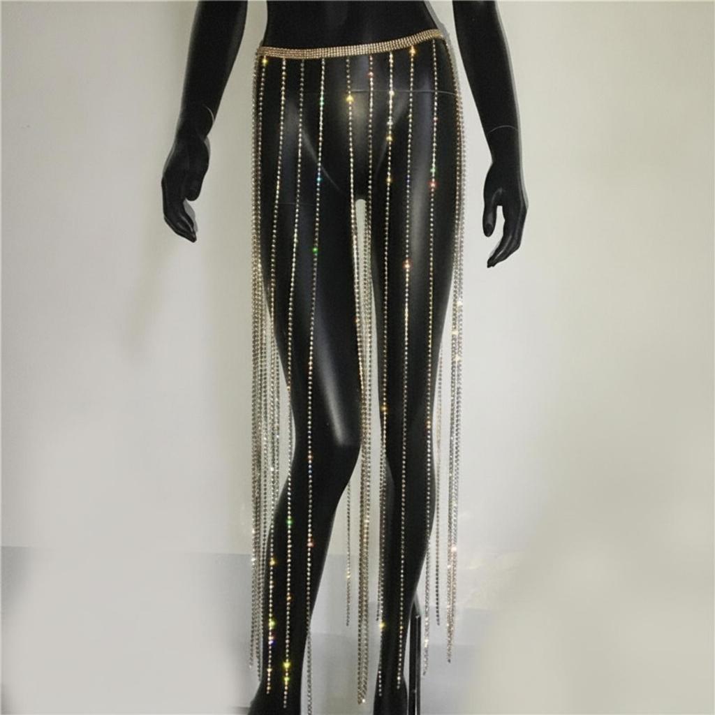 Choker with Fringe Dangling Necklace Collar Crystal Costume