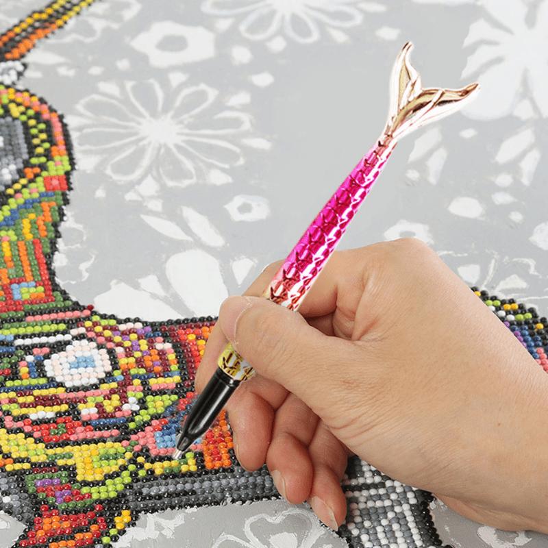 Pictură cu diamant DIY Coadă de pește Design Point Forage Pen Broderie Mozaic Imagini Pick Up Strasuri Instrumente Accesorii