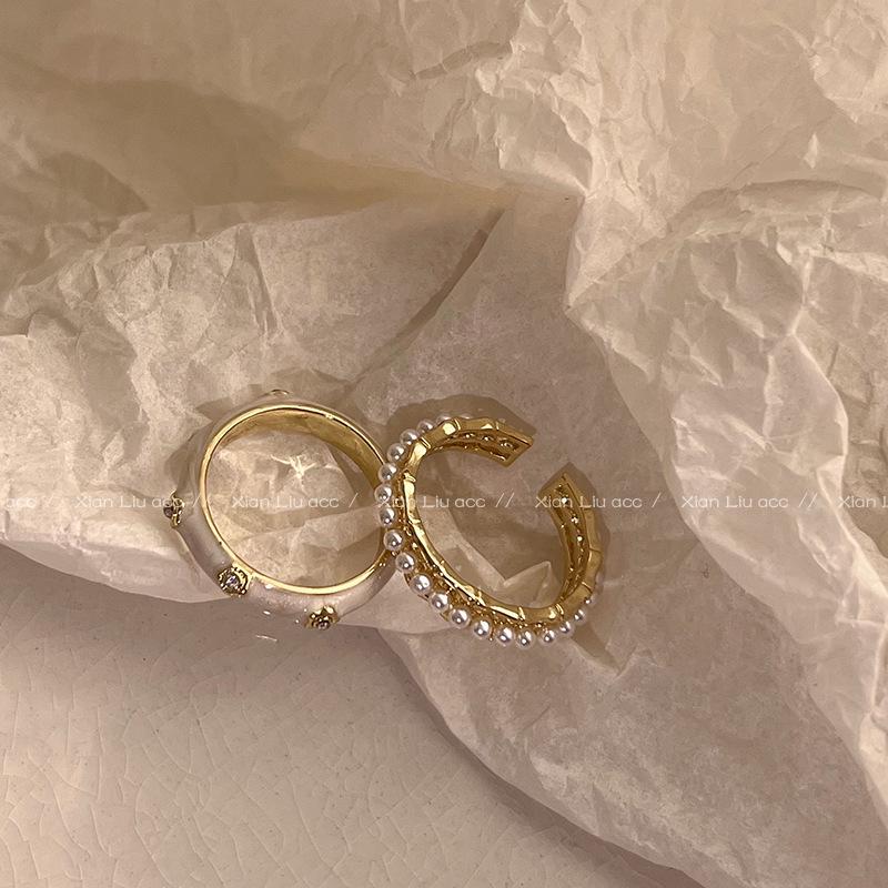 Vintage Enamel Drip Glaze Adjustable Open Ring – Women's Light Luxury Design