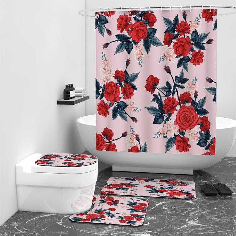 

Розовая цветочная цифровая печать занавеска для душа душевая комната перегородка для ванной занавеска водонепроницаемая ткань W90cm*L180cm