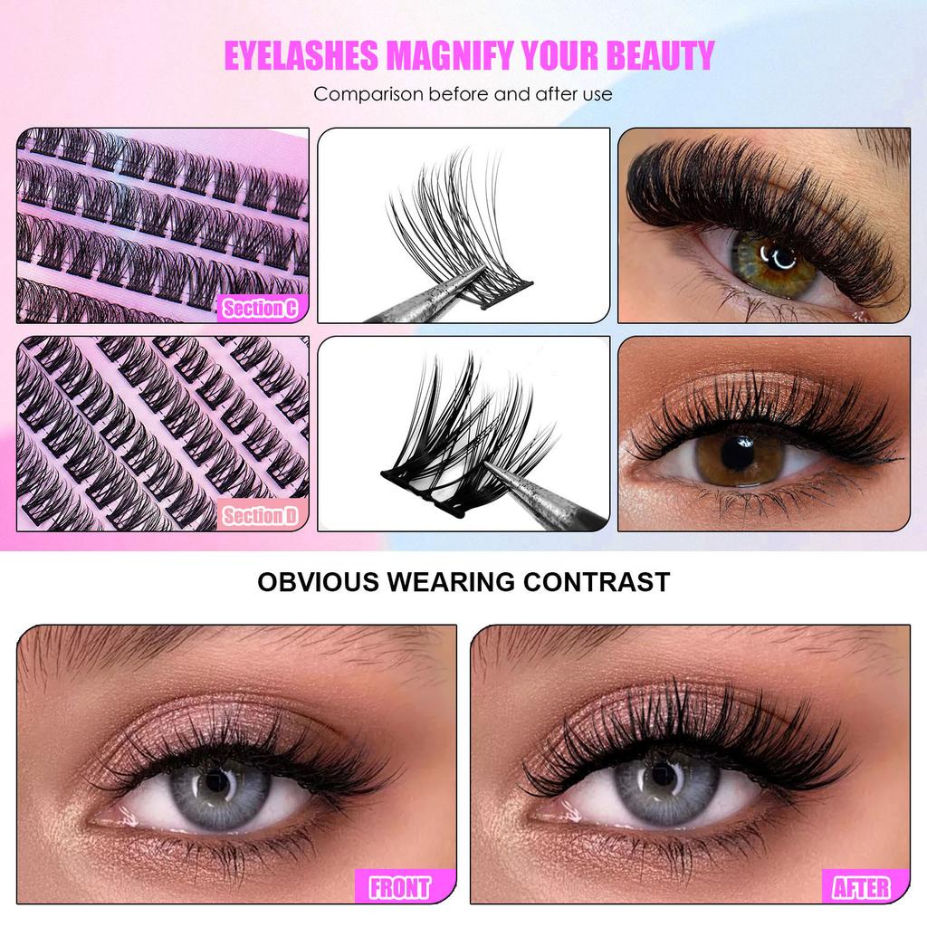 Diy Segmented False Eyelashes 12 Rows Large Capacity Glue Tweezers Set Combination Eyelashes