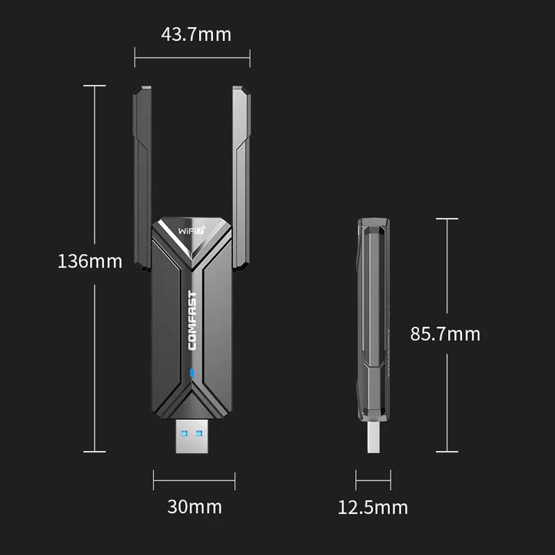 COMFAST WiFi7 USB Adapter BE6500 WiFi Card 5G/6G USB3.0 Wireless Network Card USB WiFi7 Adaptador AX5400 WiFi6 Antenna PC Laptop 3