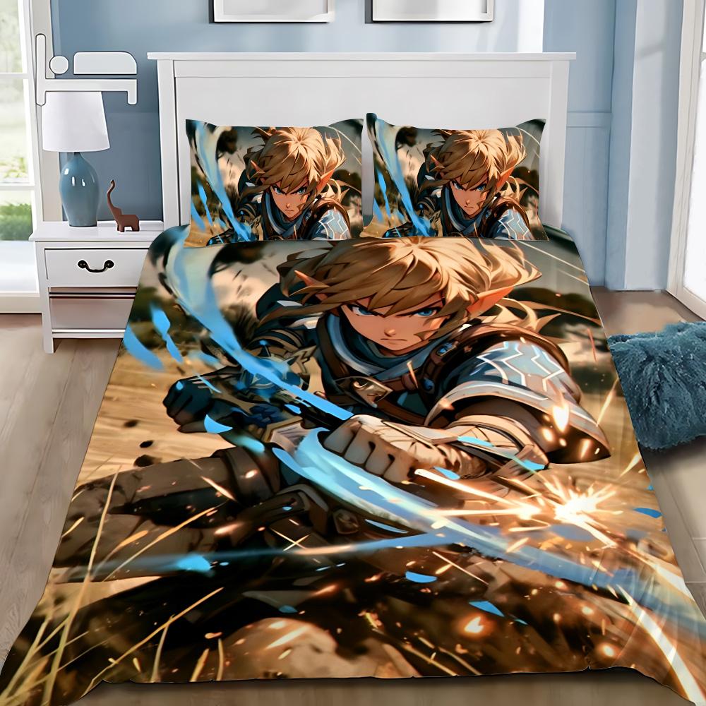 Games Z-Zeldas Of Legends Duvet Cover Pillowcase Game Scene Print Bedding Set Adult Boy Bedroom Decoration Single Double Siz