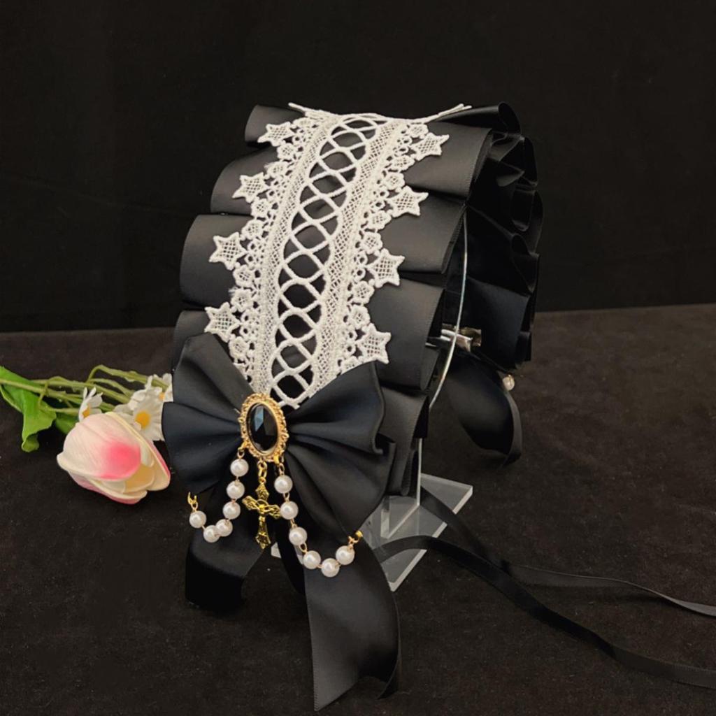 Lolita Lace Ribbon Bow Headband & Skirt Headdress