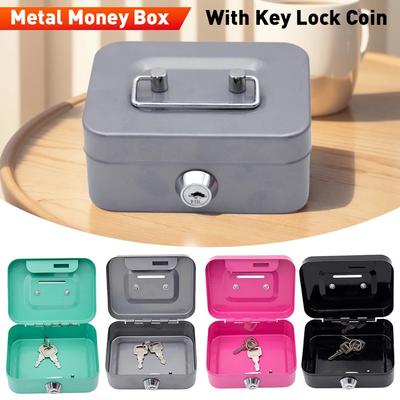 Caixa de Dinheiro de Metal Mini Cofre Caixa com Fechadura Cofre de Dinheiro Porta-Moedas de Metal Caixa de Segurança Robusta Dinheiro Portátil para Crianças/Adultos Coleção de Moedas