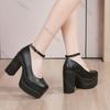 Fashion Sexy Thick-soled Single Shoes Women's 11CM High Heels Ankle Buckle Black Spring Autumn Women's Platform Heels Pumps for Women