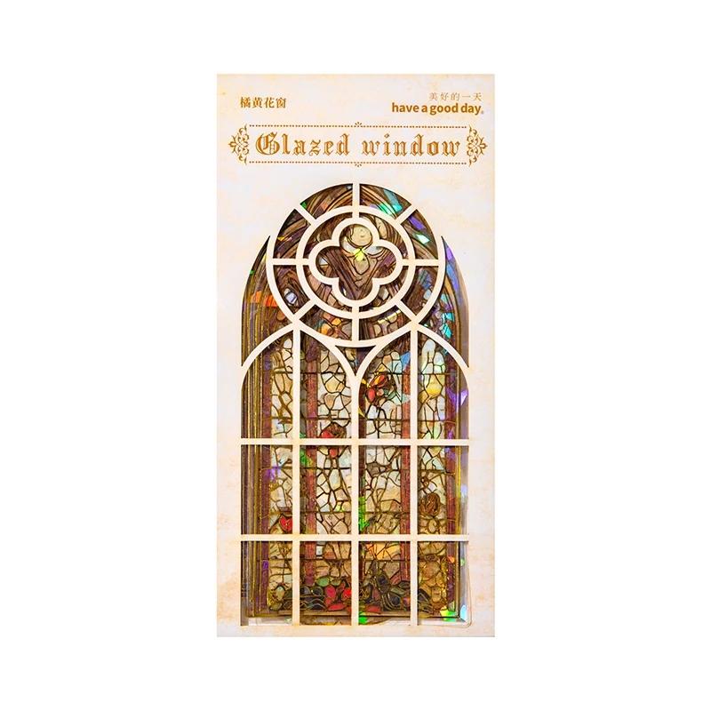 10pcs Large size Flowers Window Stickers Gold Foil Decor Junk Journal DIY Srapbooking Collage Stationery PET Twinkle Stickers