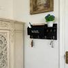 Handcrafted Wooden Wall Hanging Mail Key Shelf With Storage Pockets And Hooks Wall Mounted Letter Holder
