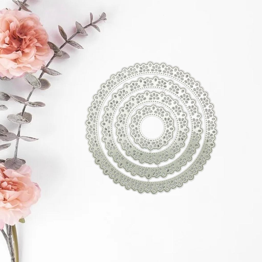 DIY Round Lace Border Embossing Cutting Dies Coasters Stencil Template for Card Making Scrapbook Album Kids DIY Lover