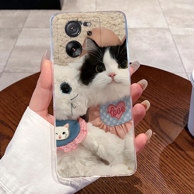 Jelly Casing For Xiaomi 13T Coque For Xiaomi 13T Pro Clear Silicone Soft TPU Back Cover Cute Cat Rabbit Heart Protective Case