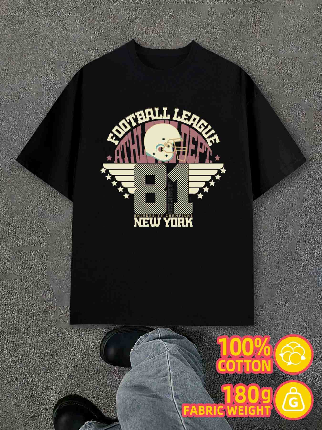 T-Shirt Y2K Ny Football Helmet Comfort Black S