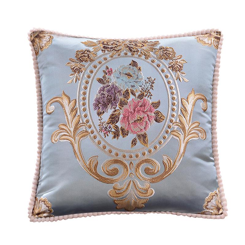 Square Jacquard Throw Pillow Cases with Vintage Embroidery for Home,Living Room, Bedroom and Car Decoration, Elegant Single Sided