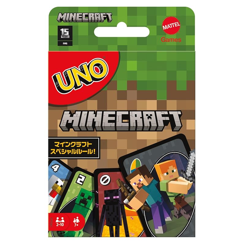 Mattel Game UNO Minecraft Card Game Party Supplies Educational Game 112 Cards 2-10 Players Ages 7+ Green FPD61