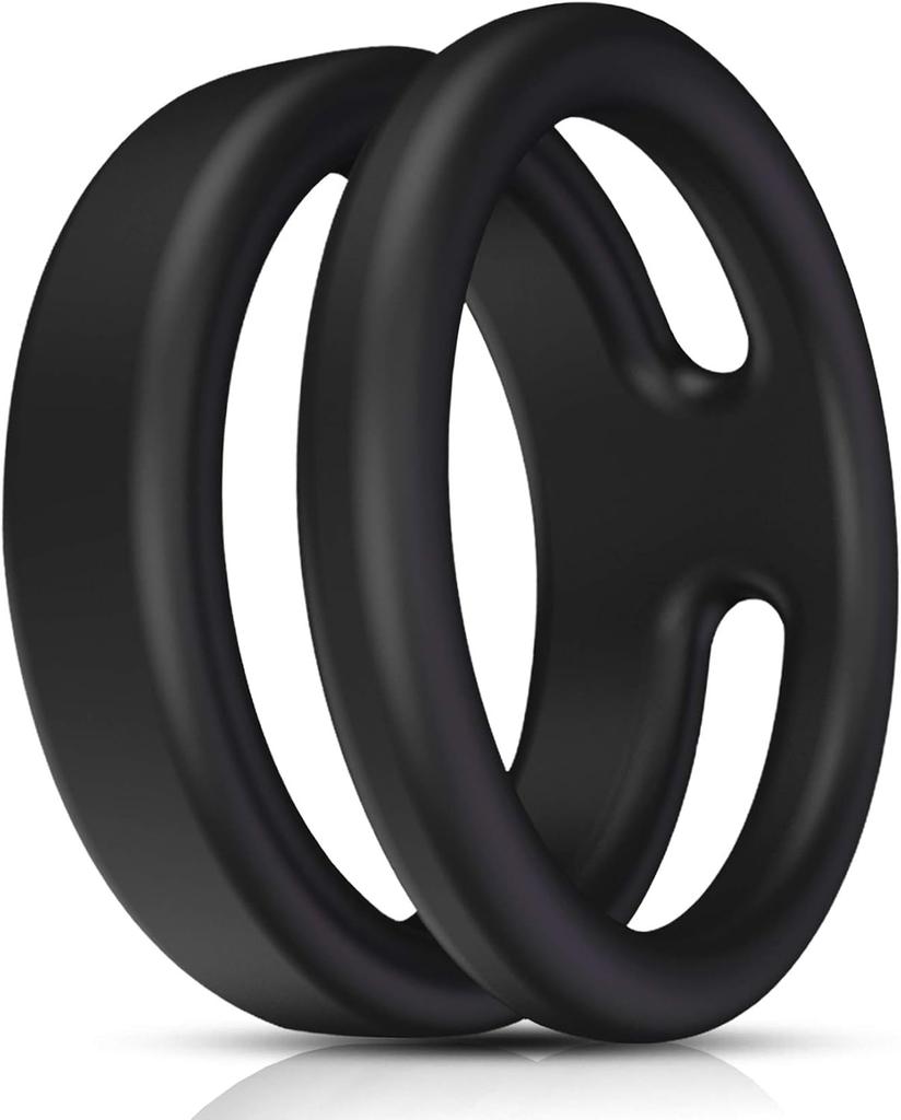 Safe Silicone Black Male Rings Double Cockring Delay Premature Ejaculation Penis Ball Loop Lock Adult Sex Toys Product for Men