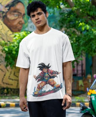 Goku Ragazzo Street Style Drago Surfer Uomo Maglietta Biologica Cotone