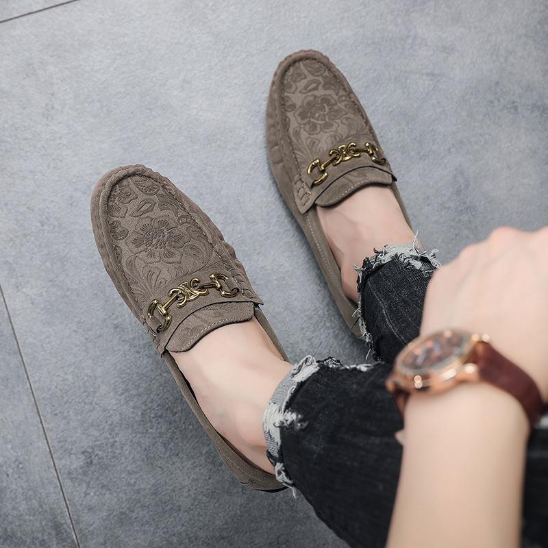 Autumn new Doudou shoes men's fashion men's trendy shoes lazy one-foot shoes suede