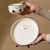ZISIZ Cute Cocoa Bean Cartoon Divided Ceramic Plate Set