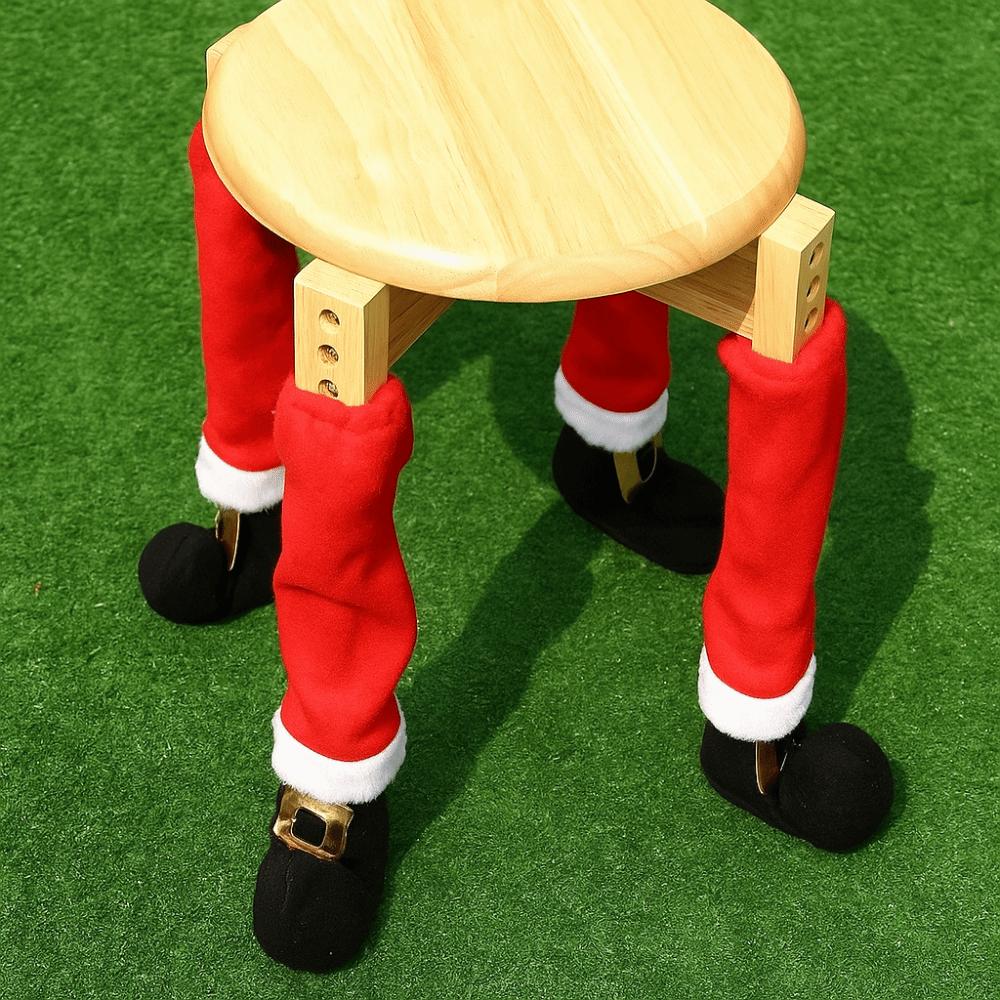 4pcs Universal Christmas Chair Foot Cover Elastic Band Design Furniture Feet Sleeve  Household