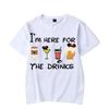 Men's T Shirt Short Sleeved Tops Tees I'm Here Just for The Drink Print Men T-Shirt Black Man T-Shirts for Male Harajuku Clothes