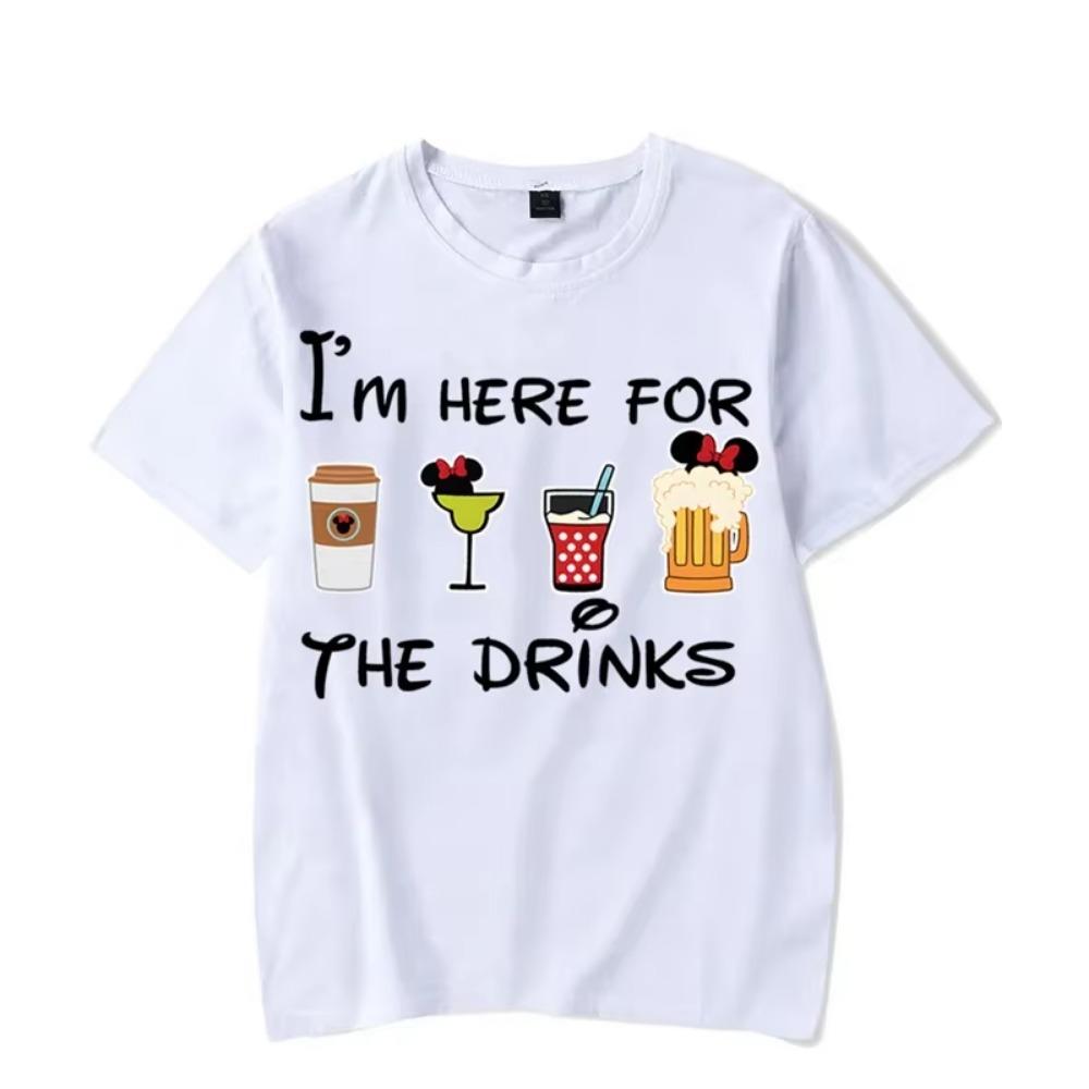 Men's T Shirt Short Sleeved Tops Tees I'm Here Just for The Drink Print Men T-Shirt Black Man T-Shirts for Male Harajuku Clothes