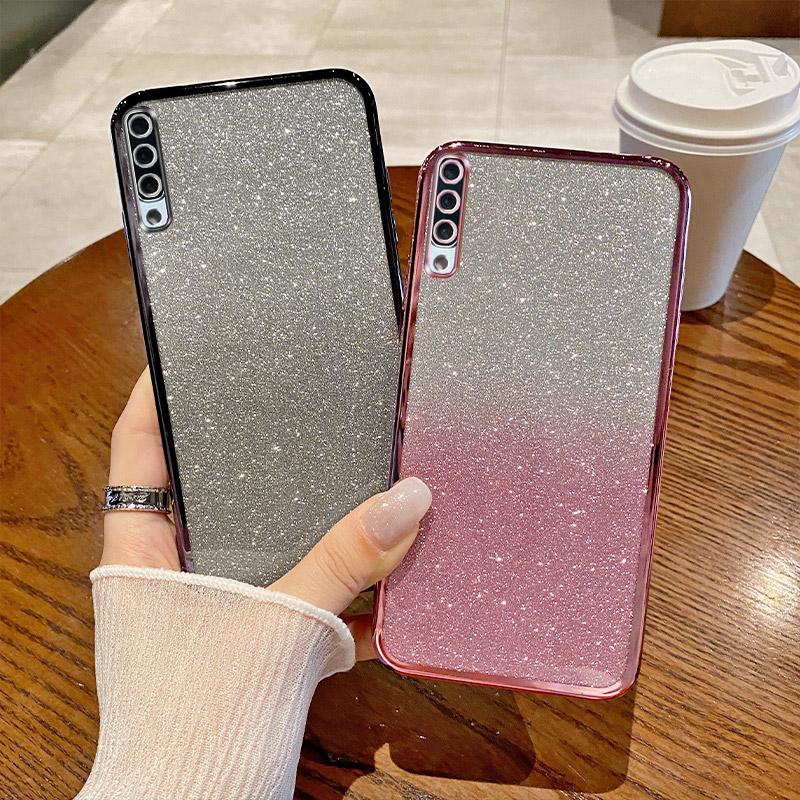 Fashion Bling Glitter Colorful Phone Case For Samsung Galaxy A50 A51 A52 A53 A54 A55 Shockproof Soft Plating Protection Cover