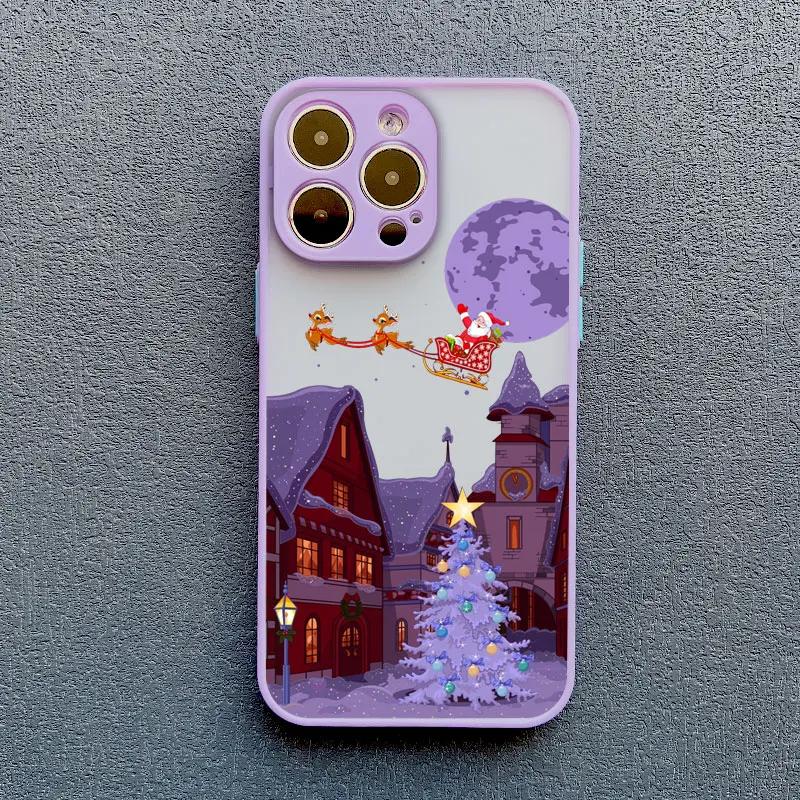 Christmas Winter Snow Scenery Phone Case For iPhone 16 15 14 13 12 11 Pro Max Mini X XS XR 7 8 Plus Shockproof Hard Cover Fundas