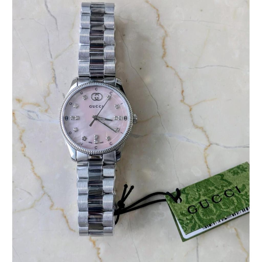 Used New and unused GUCCI GTimeless 30mm watch pink shell diamond YA1265062 women's Gucci mother of pearl
