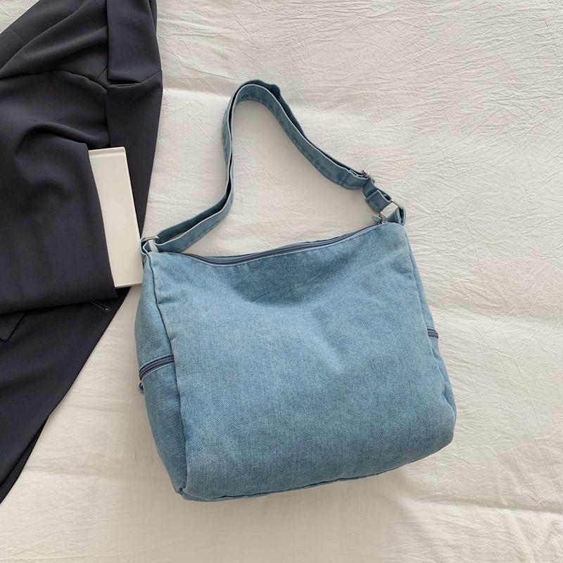 Damen Vintage Pendlertasche Große Kapazität Denim Umhängetasche