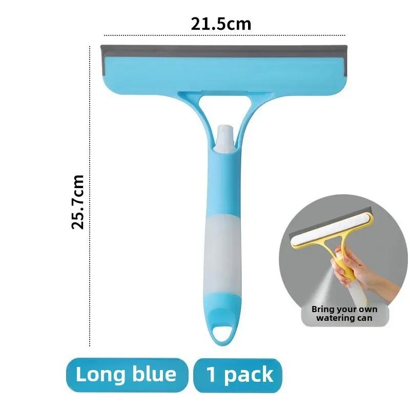 Multi-functional Liquid Glass Cleaning Tool Double-sided Scrubbing Bathroom Mirror Wiper Brush Clean Built-in Spray Bottle Brush