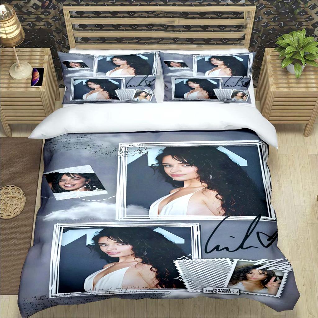 Popular Famous Singer C-Camila Cabello Print Bedding Sets Bed Supplie Set Comforter Set Teens Girls Twin Single Kid Gift