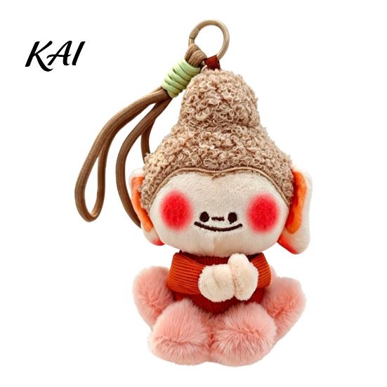 Small Stuffed Toy Ornament Cute Buddha Keychain, Dunhuang Style Plush Pendant with Embroidered Kawaii Backpack Accessory Details, Soft Car Bag Charm,