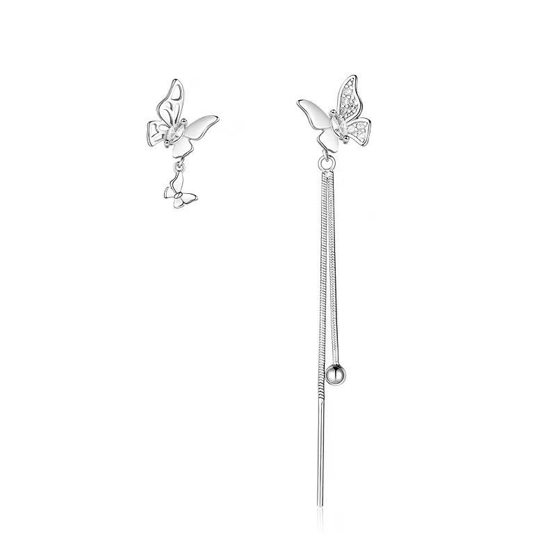 Trendy 925 Sterling Silver Butterfly Stud Earrings - Luxurious Spring 2023 Design for Women