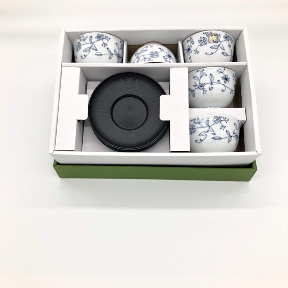 Nihon Tosai Line Aoi Tea Cup Set with Saucer Traditional Japanese Design