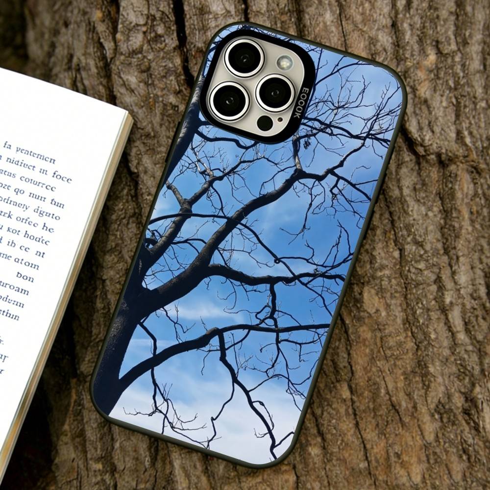 Barren tree Phone Case For iPhone 17,16,15,14,13,12,11 Plus,Pro Max,XS,Colored Silver Plated Inside Cover