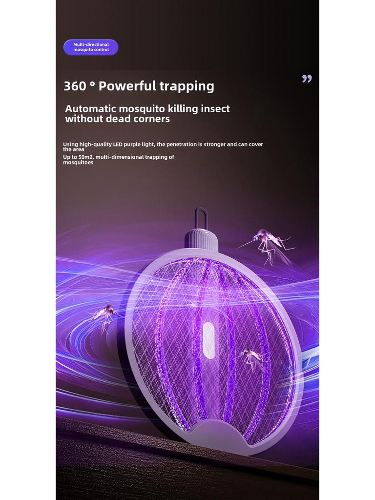 2023 4-in-1 Foldable Electric Mosquito Swatter & Trap with Rechargeable Light