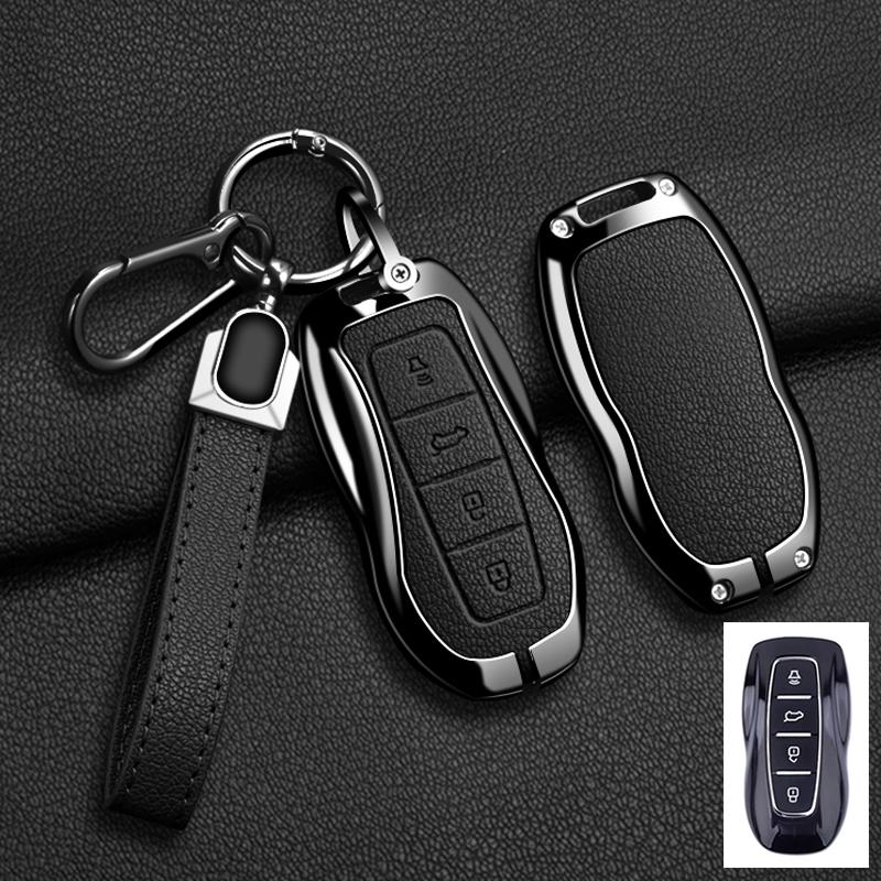 Interior Mouldings 4 Buttons Car Key Cover Case Shell For Ford EQUATOR JMC Plus 5 6 7 Sport EcoBoost Zinc Alloy Leather Protect