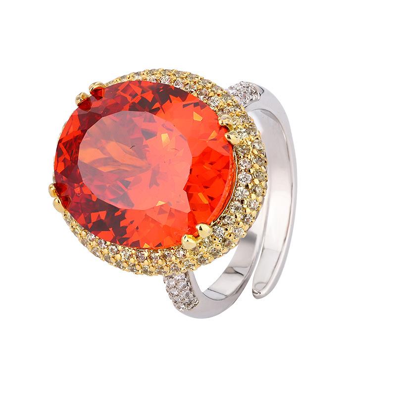 Jewelry Copper Bottom Gold-Plated Simulation Bird'S Nest Cut Luxury Temperament Large Egg-Shaped Diamond Ring Women 14 * 16