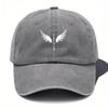 Classic Feathered Totem Print Baseball Cap - Black Outdoor Festival Hat With Wing & Design, Hand Washable Textile Material