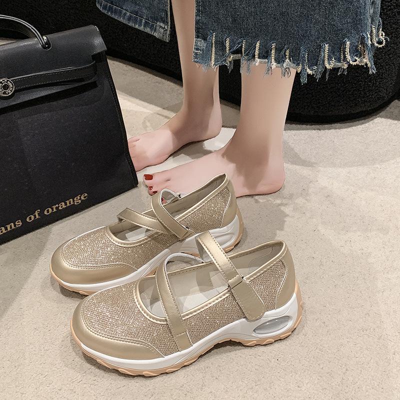 Sneakers women's 2024 autumn new thick-soled Velcro low-top casual single shoes foreign trade large-size women's shoes