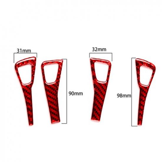 4Pcs Red Carbon Fiber Window Lift Switch Button Cover Trim For Tesla Model 3/Y