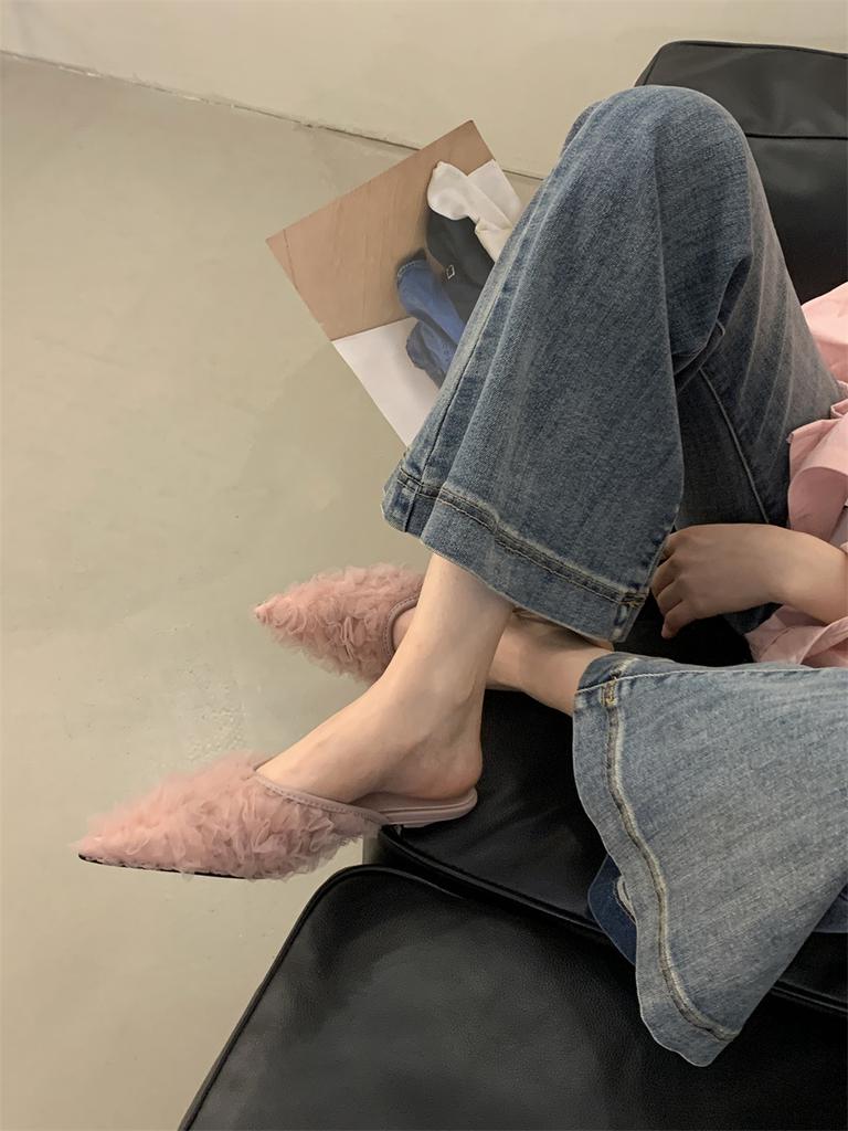 French Fairy Wind Purple Bag Head Half Slippers Women's Shoes Wear 2025 New Spring Temperament High Heels