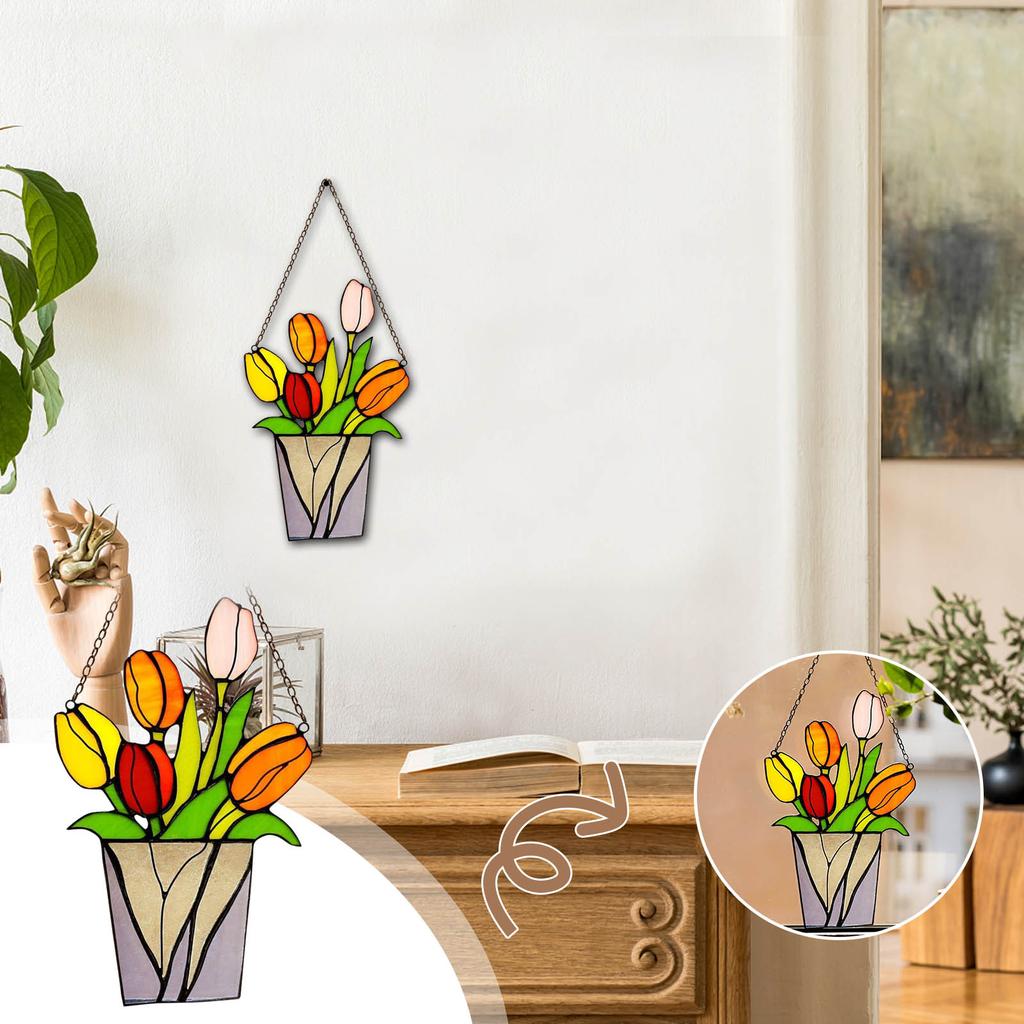 Flower Stained Window Hangings Stunning Handicrafts Flower Suncatcher Flower Lovers Thanksgiving Gifts For Window Decor