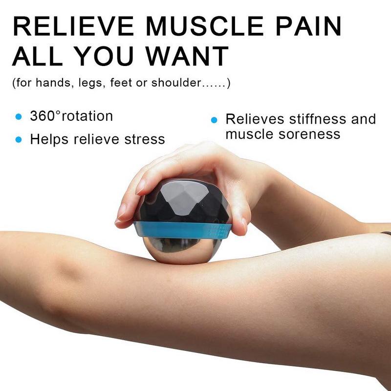Stainless Steel Massage Roller: Handheld Cold & Hot Compress Ball for Muscle Relaxation and Fascia Relief.