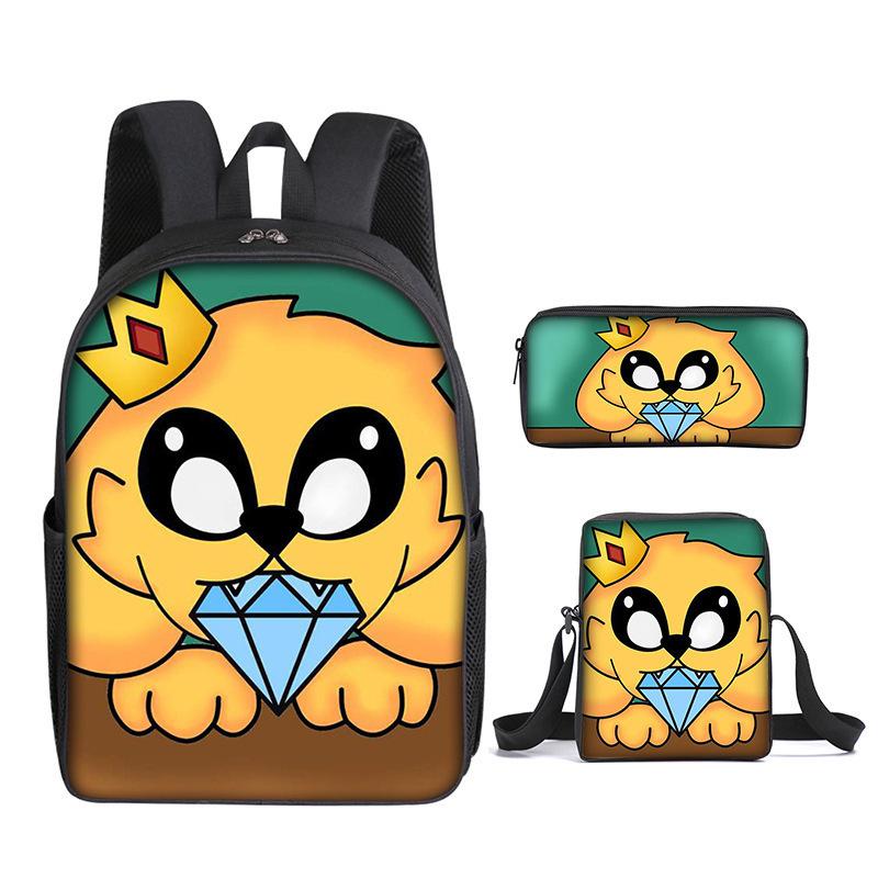 Mikecrack Rucksack Grund- und Sekundarschule Schultasche Bedruckter Rucksack Umhängetasche Federmäppchen Dreiteiliges Set